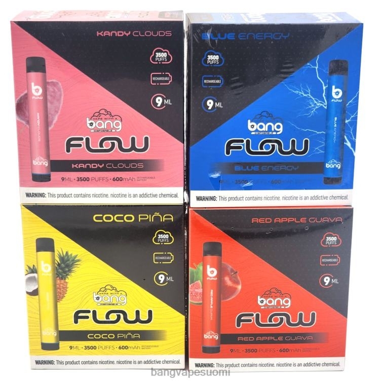 D0X2X37 Bang Vape Flow 3 500 pullaa (10 kpl laatikko) kertakäyttöinen | Vape Gang Mega Flavors