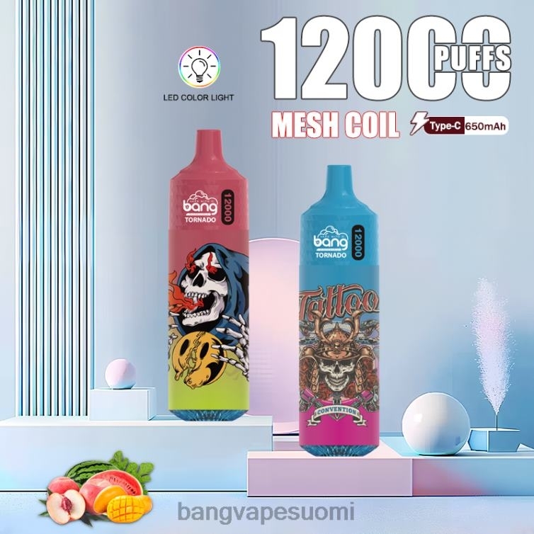 D0X2X4 Bang Vape Tornado 12000 puhallusta led- ja mesh-kelalla kertakäyttöinen | Bang Vape Shop