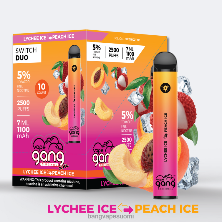 D0X2X44 Vape Gang Switch Duo 2 makua (10 kpl laatikko) passionhedelmä - guavajää | Bang Vape Shop