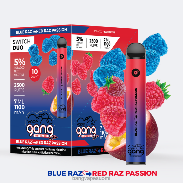 D0X2X47 Vape Gang Switch Duo 2 makua (10 kpl laatikko) mansikkajää - vesimelonijää | Vape Gang Mega Flavors