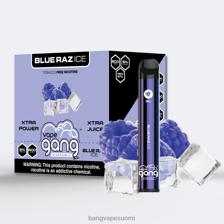 D0X2X61 Vape Gang XL kertakäyttöiset höyryt 600 suihketta (10 kpl laatikko) sininen raz jää | Vape Gang Max