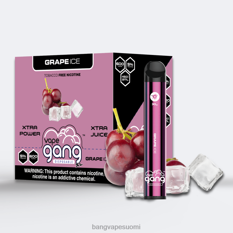 D0X2X62 Vape Gang XL kertakäyttöiset höyryt 600 suihketta (10 kpl laatikko) rypäleen jäätä | Vape Gang Switch Duo
