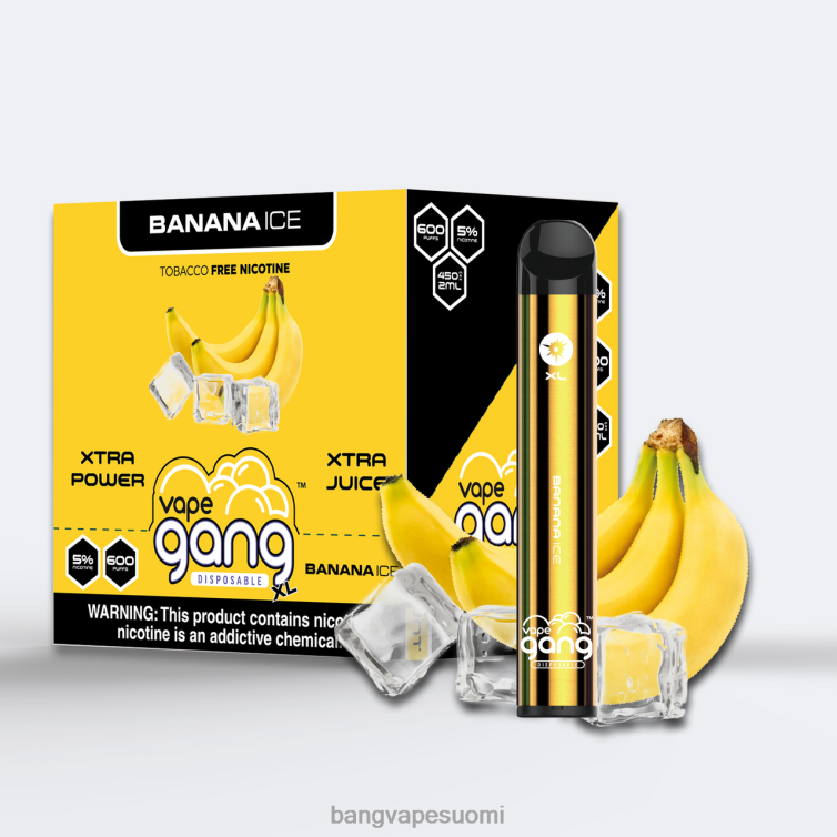 D0X2X63 Vape Gang XL kertakäyttöiset höyryt 600 suihketta (10 kpl laatikko) banaani jää | Bang Vape Suomi