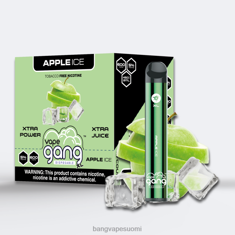 D0X2X67 Vape Gang XL kertakäyttöiset höyryt 600 suihketta (10 kpl laatikko) omena jäätä | Vape Gang Disposables