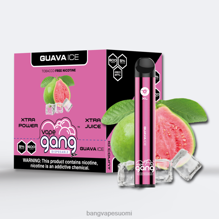 D0X2X72 Vape Gang XL kertakäyttöiset höyryt 600 suihketta (10 kpl laatikko) guava jäätä | Vape Gang Switch Duo