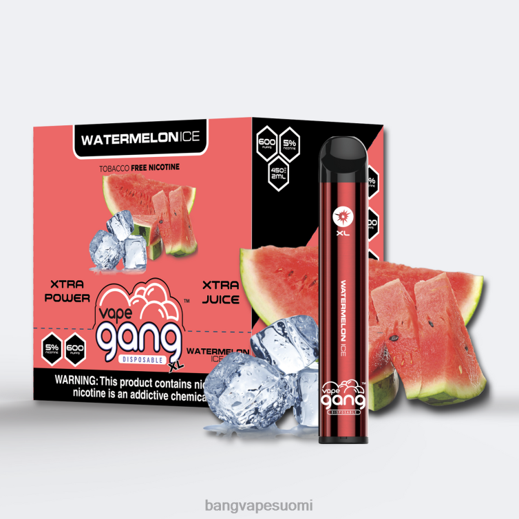 D0X2X76 Vape Gang XL kertakäyttöiset höyryt 600 suihketta (10 kpl laatikko) vesimeloni jäätä | Bang Vape Shop